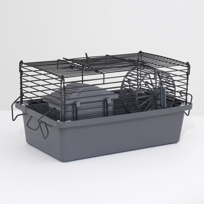 Клетка-мини для грызунов Клетка-мини для грызунов "Пижон" №1-1, с наполнением, 27 х 15 х 13 см, серая