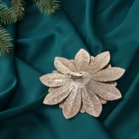 Украшение ёлочное "Цветы многослойные блеск" (набор 2 шт) на зажимах, 11х11 см, золото Украшение ёлочное "Цветы многослойные блеск" (набор 2 шт) на зажимах, 11х11 см, золото