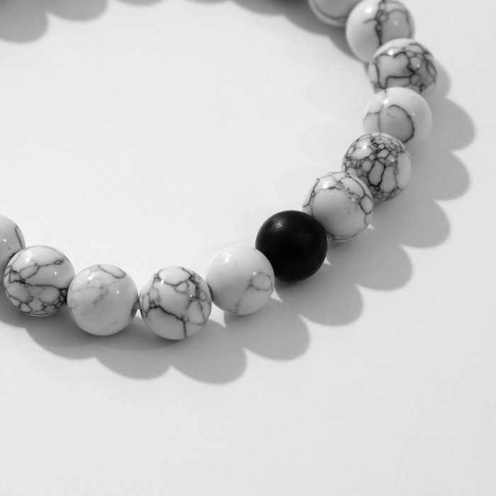 Набор браслетов 2шт шар №8 &laquo;Агат&raquo;, цвет чёрно-белый