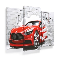 Часы-картина настенные, модульные "Автомобиль", бесшумные, 60 х 80 см, триптих