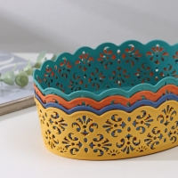 Корзина для хранения Доляна &laquo;Кружевной узор&raquo;, пластик, 21,5&times;15,5&times;6 см, цвет МИКС