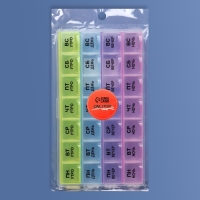 Таблетница - органайзер &laquo;Неделька&raquo;, русские буквы, утро/день/вечер/ночь, 28 секций, 21,5 &times; 11 &times; 1,8 см, разноцветная