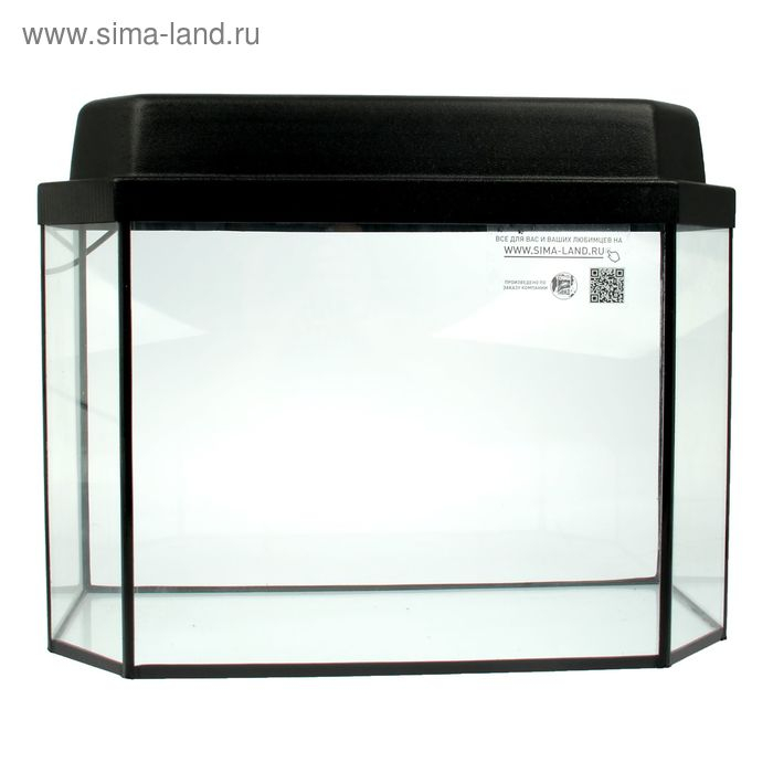 Аквариум "Панорамный" с крышкой, 40 литров, 51 х 23 х 34/39 см, чёрный