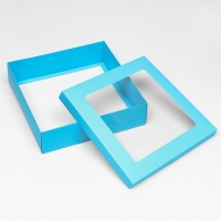 Коробка подарочная складная, упаковка, крышка-дно, бирюзовая, с окном 30 х 30 х 8 см