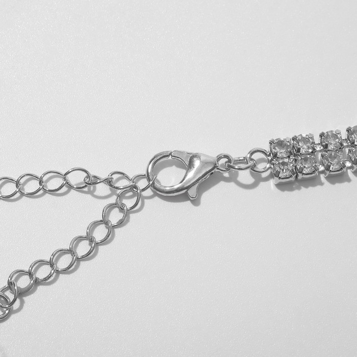 Колье &laquo;Водопад&raquo; россыпь, цвет белый в серебре, 25 см