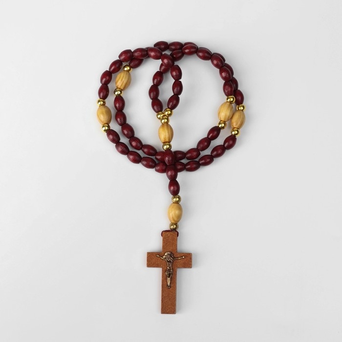 Чётки деревянные «Православные» 50 бусин через шарик, с крестиком, цвет тёмно-коричневый Чётки деревянные «Православные» 50 бусин через шарик, с крестиком, цвет тёмно-коричневый