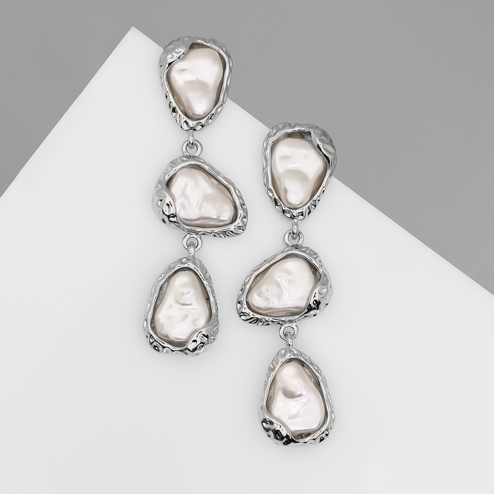 Серьги с жемчугом «Гавань» сознание, цвет серебро Серьги с жемчугом «Гавань» сознание, цвет серебро