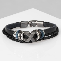 Браслет унисекс &laquo;Стиль&raquo; икс фактор, цвет чёрный с чернёным серебром, 21,5 см