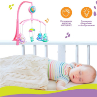 Мобиль музыкальный на кроватку &laquo;Зверюшки на качалке&raquo;, заводной, наклейка МИКС, Крошка Я