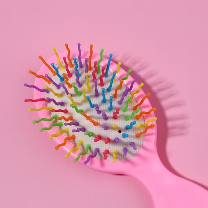 Расчёска - мини массажная, 5,5 × 14 см, цвет нежно - розовый Расчёска - мини массажная, 5,5 × 14 см, цвет нежно - розовый