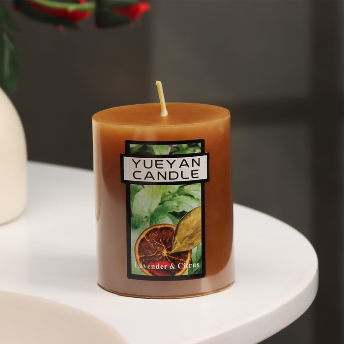 Свеча-цилиндр ароматическая Свеча-цилиндр ароматическая "Лаванда и цитрус", 6х7,5 см
