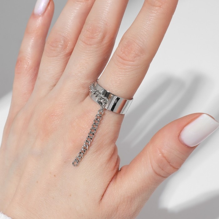 Кольцо «Тренд» цепочка, цвет серебро, безразмерное Кольцо «Тренд» цепочка, цвет серебро, безразмерное