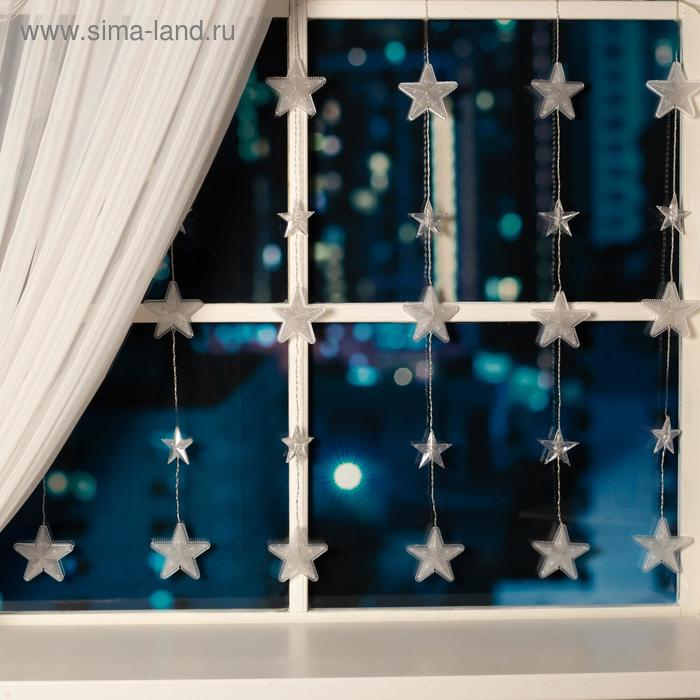 Гирлянда &laquo;Бахрома&raquo; 2.4 &times; 0.9 м с насадками &laquo;Звёздочки&raquo;, IP20, прозрачная нить, 186 LED, свечение мульти, 8 режимов, 220 В