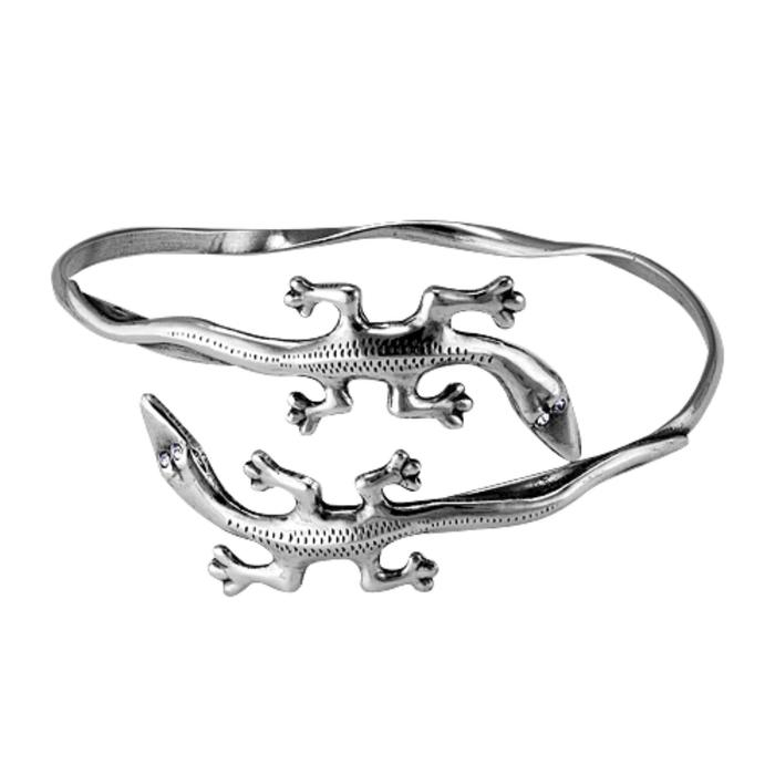 Браслет-каркас &laquo;Ящерицы&raquo;, посеребрение с оксидированием, 7 см