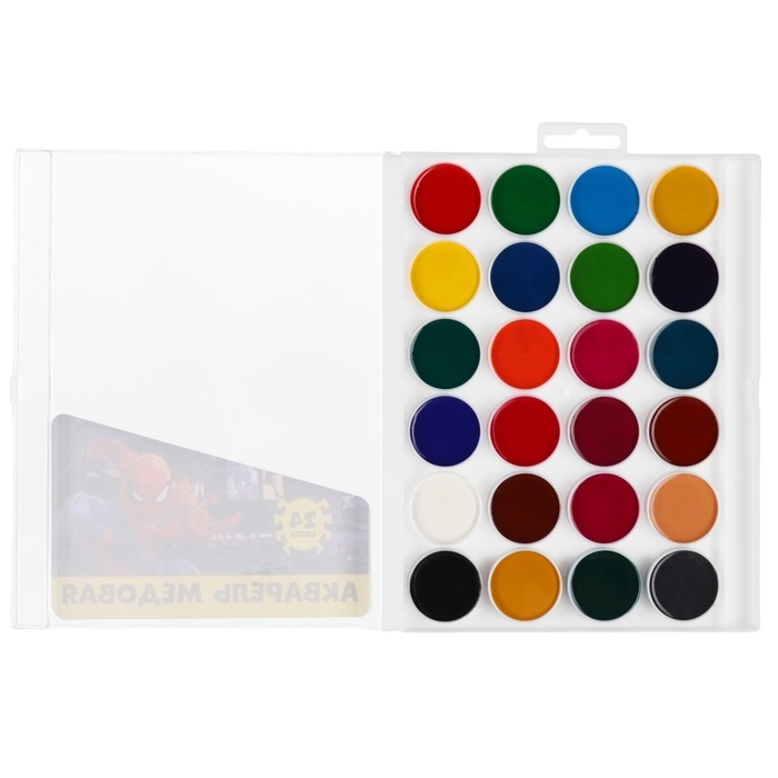 Акварель 24цв пластик, &laquo;Человек-паук&raquo;, европодвес