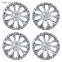Колпаки колесные R15 "ВОЛТЕК",серебристый, карбон, набор 4 шт