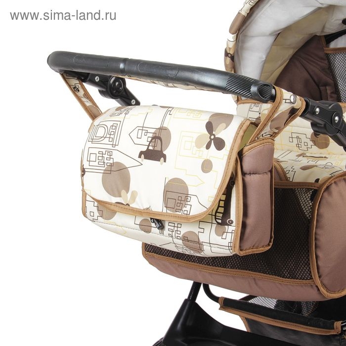 Коляска-трансформер &laquo;Гном&raquo;, пластиковые колёса, оттенки бежевого, рисунок МИКС