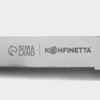 Нож для бисквита мелкие зубцы KONFINETTA, длина лезвия 25 см, деревянная ручка, толщина лезвия 0,8 мм Нож для бисквита мелкие зубцы KONFINETTA, длина лезвия 25 см, деревянная ручка, толщина лезвия 0,8 мм