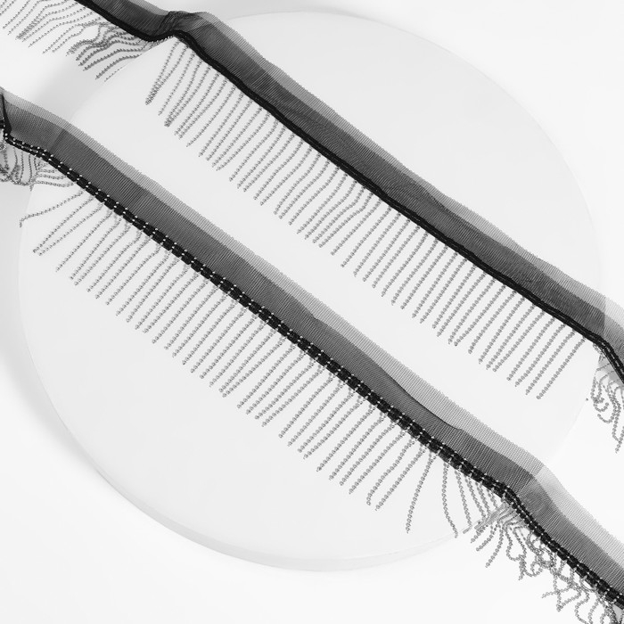 Тесьма металлизированная &laquo;Бахрома&raquo;, 5 см, 4,5 &plusmn; 0,5 м, цвет чёрный