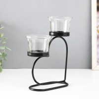 Подсвечник металл, стекло на 2 свечи "Сердце" d=2-5 см чёрный 12х6х17,5 см