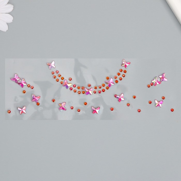 Наклейка пластик стразы "Чокер с бабочками и стразами" МИКС 11,6х18 см