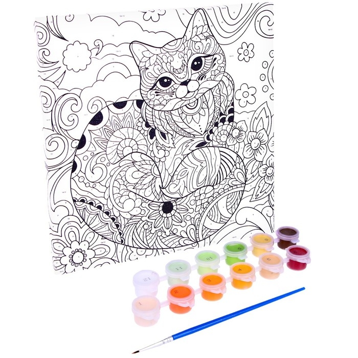 Картина по номерам на холсте с подрамником &laquo;Грациозная кошка&raquo;, 20 х 20 см