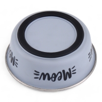 Миска с силиконовым основанием "Мяу", серая, 300 мл Миска с силиконовым основанием "Мяу", серая, 300 мл