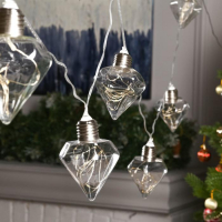 Гирлянда &laquo;Нить&raquo; 3 м с насадками &laquo;Лампочки кристалл&raquo;, IP20, прозрачная нить, 80 LED, свечение тёплое белое, 8 режимов, 220 В