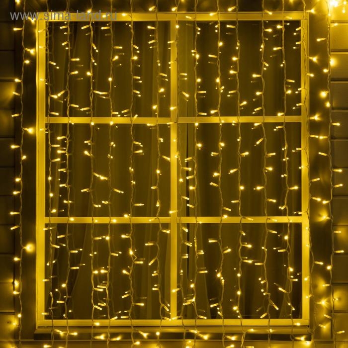 Гирлянда &laquo;Занавес&raquo; 2 &times; 3 м, IP65, УМС, белая нить каучук, 600 LED, свечение тёплое белое, 220 В