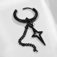Пирсинг в ухо &laquo;Кольцо&raquo; звезда полярная с цепью, d=15 мм, чёрный