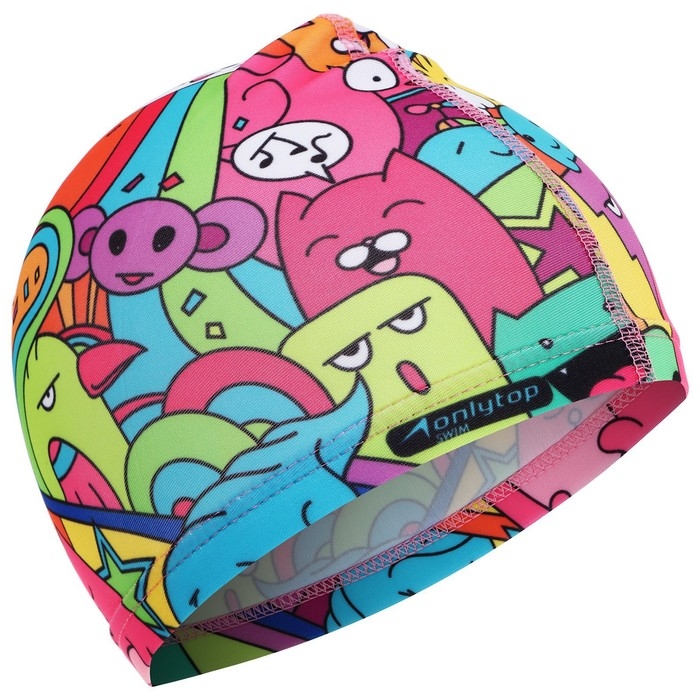 Шапочка для плавания детская ONLYTOP &laquo;Дудл&raquo;, тканевая, обхват 46-52 см