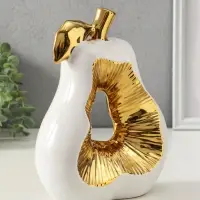 Сувенир керамика "Срез груши" белый с золотом 10х18х24,5 см
