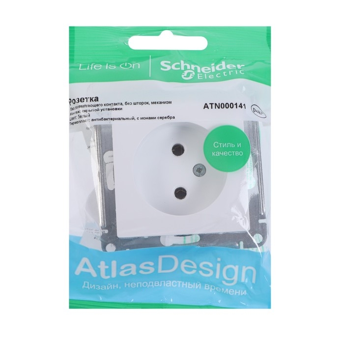 Розетка SE ATLASDESIGN, 16 А, 250 В, встраиваемая, без з/к, IP20, белая, ATN000141 Розетка SE ATLASDESIGN, 16 А, 250 В, встраиваемая, без з/к, IP20, белая, ATN000141