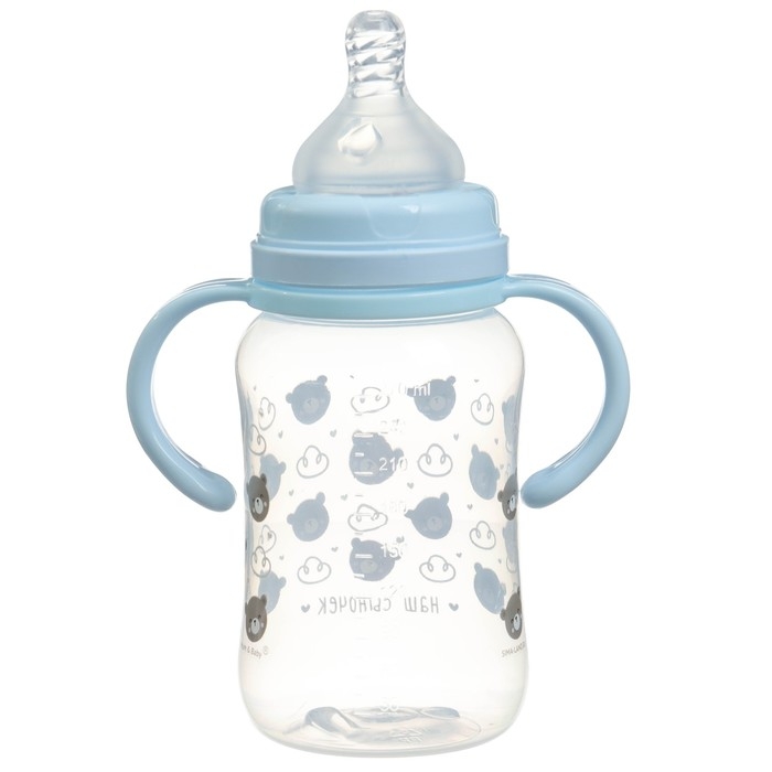 Бутылочка для кормления M&B &laquo;Наш сыночек&raquo;, широкое горло, средний поток, от 3 мес., 270 мл.