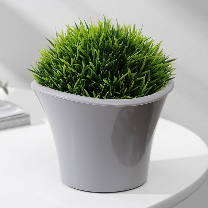 Кашпо для цветов со вставкой &laquo;Лагуна&raquo;, 600 мл, d=13 см, h=9 см, цвет серый