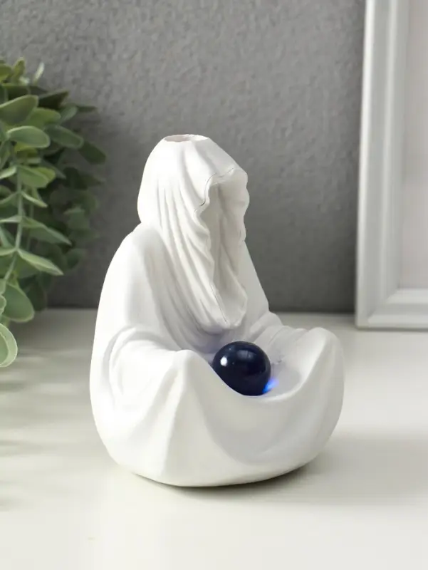 Подставка для благовоний стелющийся дым, световой "Провидец" белый, конусы 10 шт 9х9,5х14 см   10915