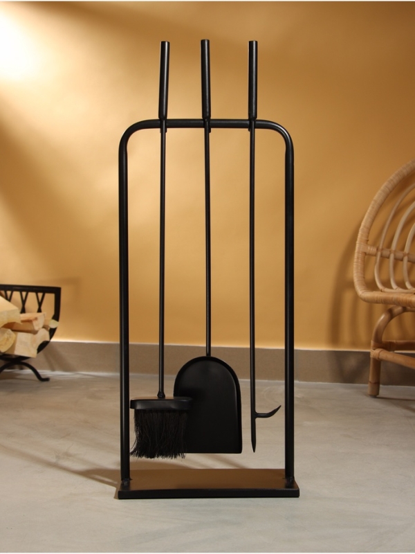 Каминный набор "Угли" сталь, 3 предмета, 30х15х76 см