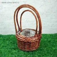 Набор корзин &laquo;Плетёнка&raquo;, темно-коричневый, 3 шт, 28&times;14/45, 24&times;13/41, 19&times;11/37 см, ива