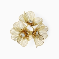 Брошь &laquo;Цветы&raquo; незабудки, цвет белый в золоте