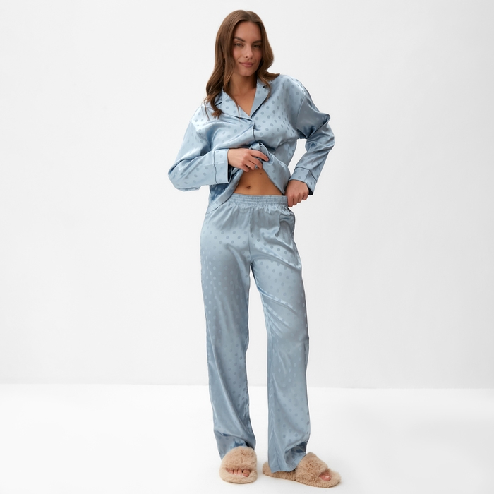 Пижама женская (рубашка и брюки) KAFTAN Пижама женская (рубашка и брюки) KAFTAN "Горох" цвет голубой, размер 48-50