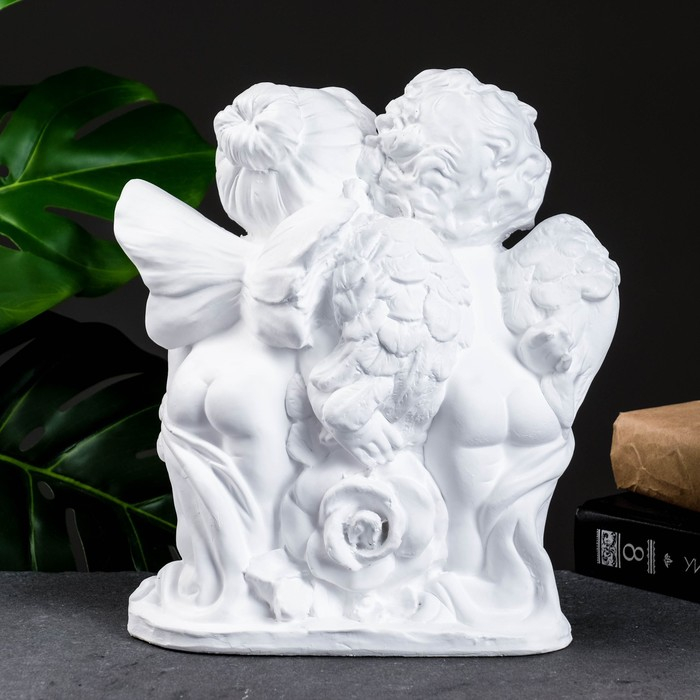 Фигура гипс &laquo;Ангел и Фея с розой&raquo;, белый, 12&times;26&times;24 см