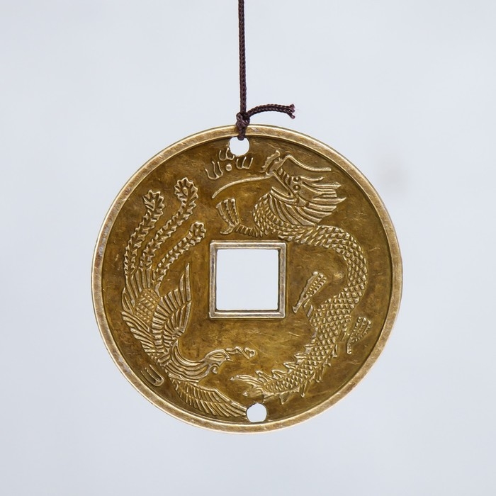 Музыка ветра металл "Монета" 4 трубки 5 колокольчиков 60х8,3 см