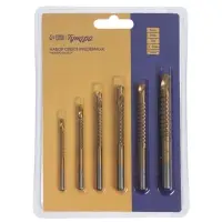 Набор сверл фрезерных универсальных ТУНДРА, HSS, TiN, цилиндр. хвостовик, 3 - 8 мм, 6 шт.