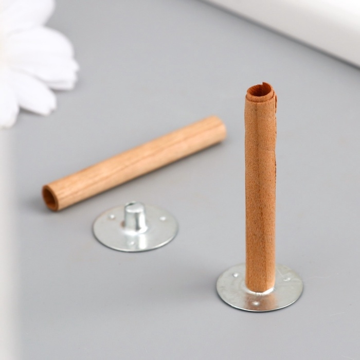 Фитиль для свечи дерево с металлическим держателем круглый набор 2 шт 0,6х5 см Фитиль для свечи дерево с металлическим держателем круглый набор 2 шт 0,6х5 см