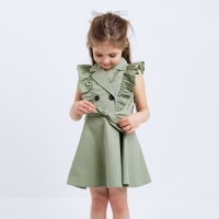 Платье детское двубортное KAFTAN, размер 30 (98-104 см), цвет оливковый
