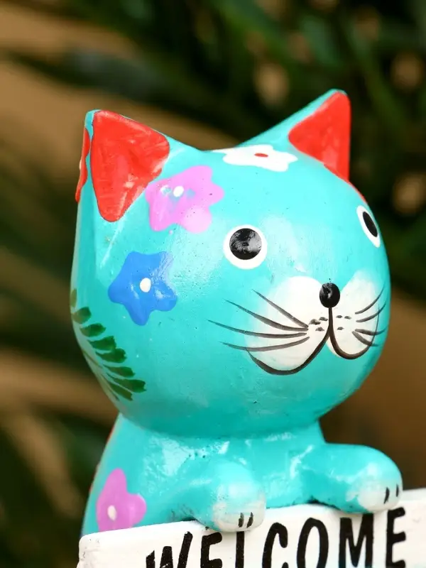 Сувенир "Кот с табличкой WELCOME" дерево 8х5х10 см, цв. бирюзовый