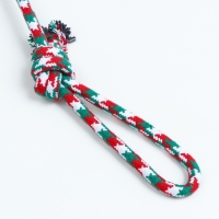 Игрушка канатная "Мяч с ручками" для крупных собак, до 105 г, до 42 см, красно-бело-зелёная