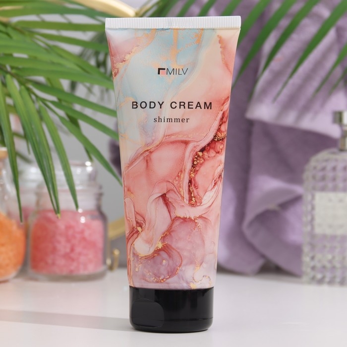 Крем-блеск для тела FIRST KISS с шиммером, 200 мл Крем-блеск для тела FIRST KISS с шиммером, 200 мл