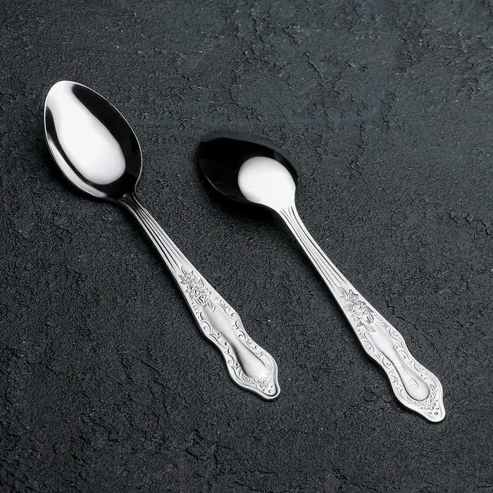 Ложка чайная &laquo;Славяна&raquo;, h=14,5 см, толщина 1,2 мм, цвет серебряный