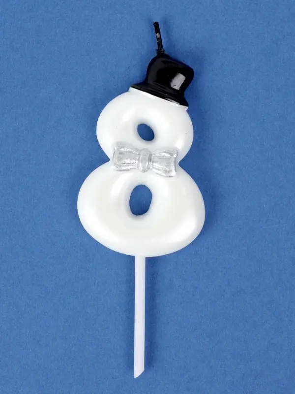 Свеча для торта &laquo;Джентельмен&raquo;, цифра 8, белая